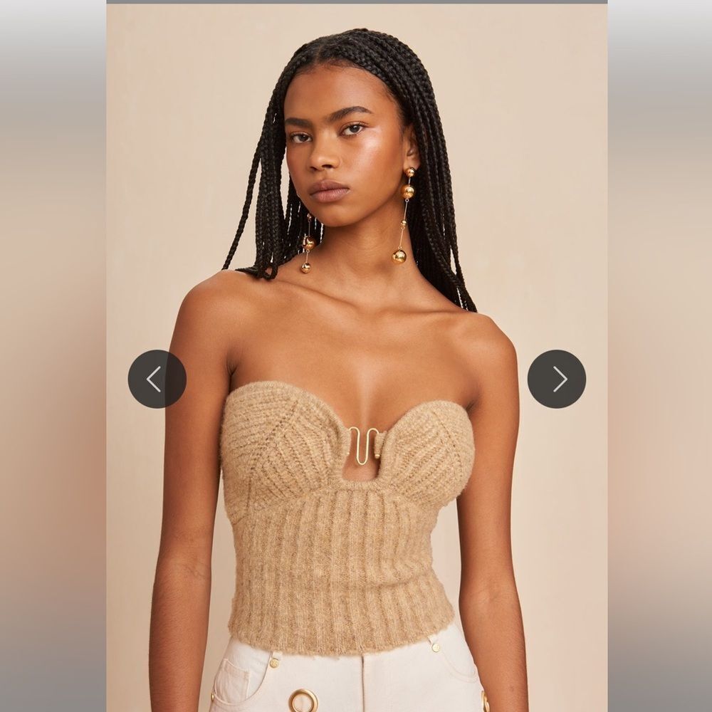Cult Gaia Ellison Knit Strapless Top Women's Tan Champagne Sz XS NWT